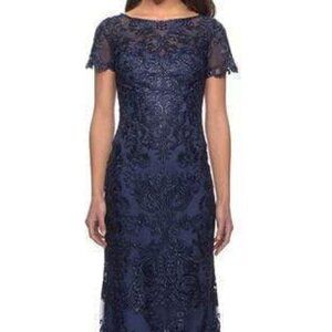 NWT La Femme 26405 Evening Gown Blue Size 6